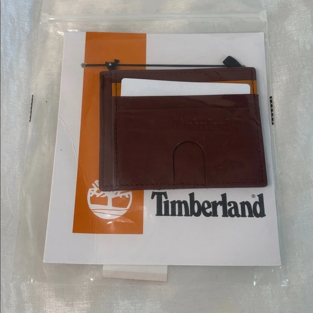 Timberland Mens Slim Leather Pocket Credit Holder Wallet, Brown Cloudy Card Case